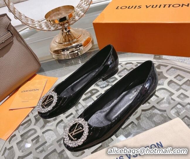 Low Price Louis Vuitton Madeleine Flat Ballerinas in Patent Leather with Crystal Black 2122744