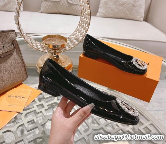 Low Price Louis Vuitton Madeleine Flat Ballerinas in Patent Leather with Crystal Black 2122744