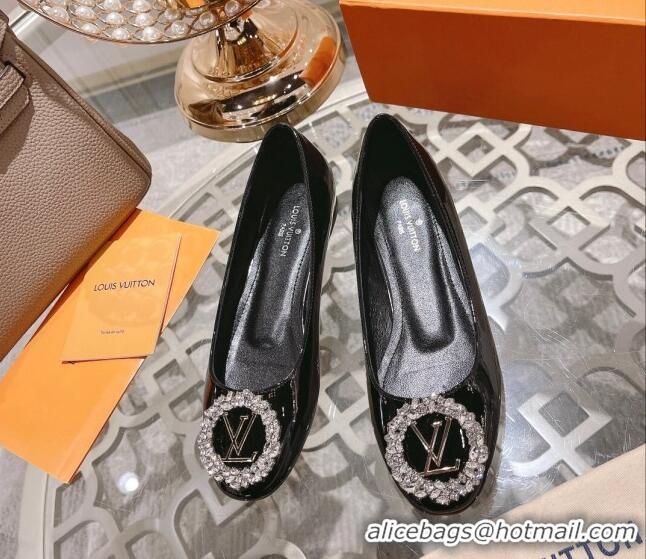 Low Price Louis Vuitton Madeleine Flat Ballerinas in Patent Leather with Crystal Black 2122744