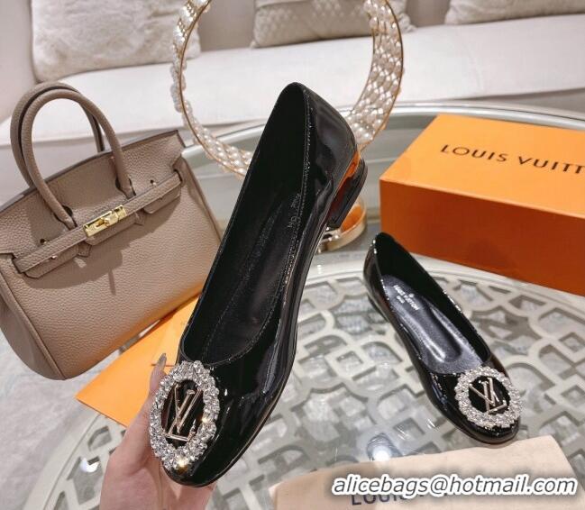 Low Price Louis Vuitton Madeleine Flat Ballerinas in Patent Leather with Crystal Black 2122744