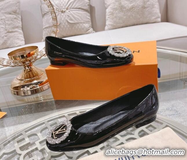 Low Price Louis Vuitton Madeleine Flat Ballerinas in Patent Leather with Crystal Black 2122744