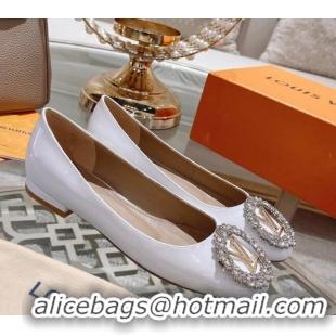 Most Popular Louis Vuitton Madeleine Flat Ballerinas in Patent Leather with Crystal White 2122746