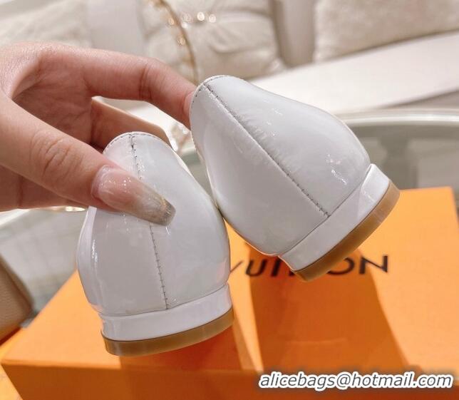 Most Popular Louis Vuitton Madeleine Flat Ballerinas in Patent Leather with Crystal White 2122746