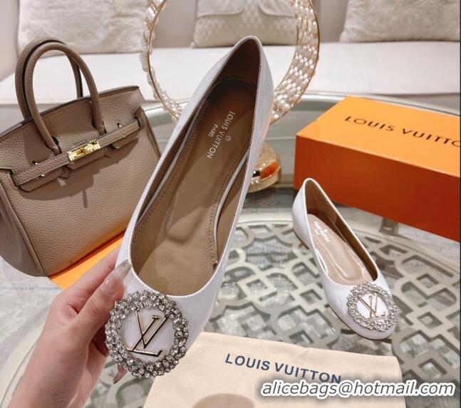 Most Popular Louis Vuitton Madeleine Flat Ballerinas in Patent Leather with Crystal White 2122746