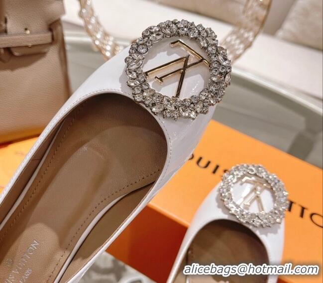 Most Popular Louis Vuitton Madeleine Flat Ballerinas in Patent Leather with Crystal White 2122746