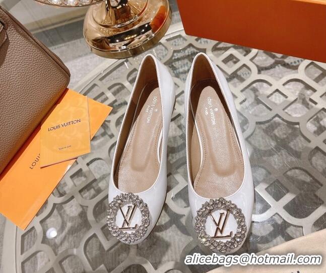 Most Popular Louis Vuitton Madeleine Flat Ballerinas in Patent Leather with Crystal White 2122746