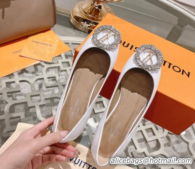 Most Popular Louis Vuitton Madeleine Flat Ballerinas in Patent Leather with Crystal White 2122746