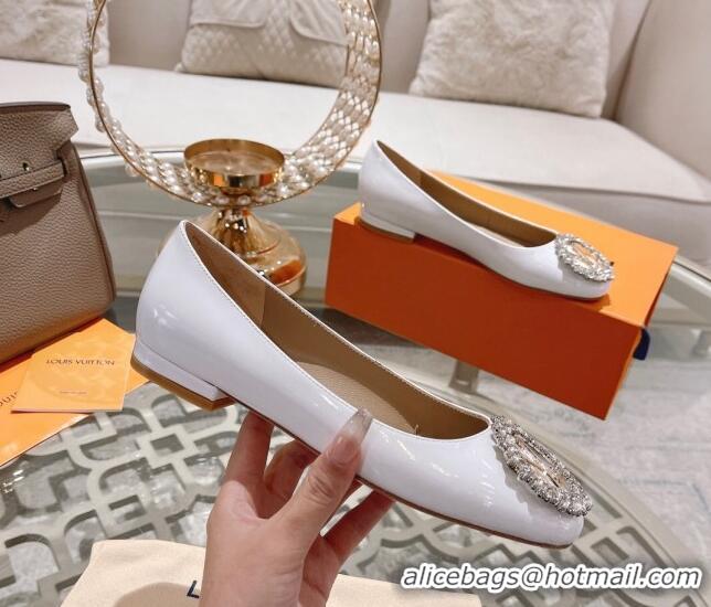 Most Popular Louis Vuitton Madeleine Flat Ballerinas in Patent Leather with Crystal White 2122746