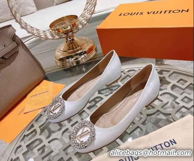 Most Popular Louis Vuitton Madeleine Flat Ballerinas in Patent Leather with Crystal White 2122746