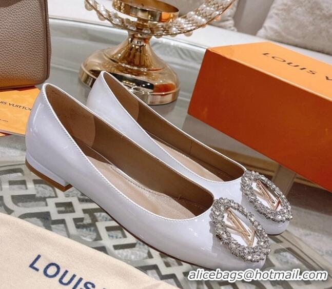 Most Popular Louis Vuitton Madeleine Flat Ballerinas in Patent Leather with Crystal White 2122746