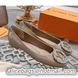 Stylish Louis Vuitton Madeleine Flat Ballerinas in Patent Leather with Crystal Nude 2122748