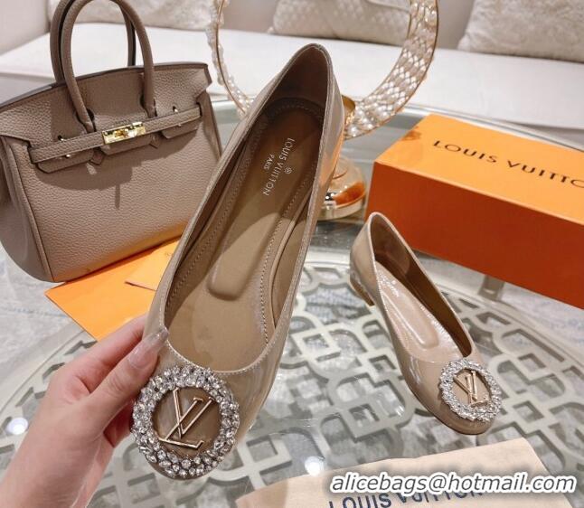 Stylish Louis Vuitton Madeleine Flat Ballerinas in Patent Leather with Crystal Nude 2122748