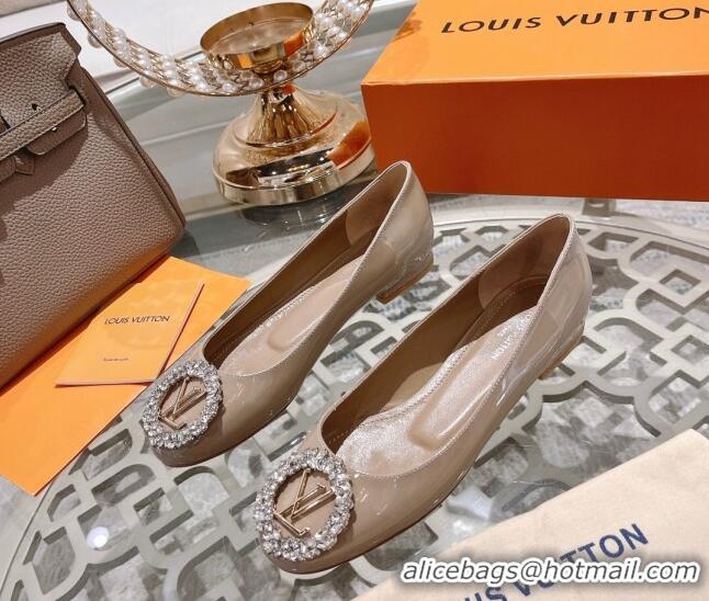 Stylish Louis Vuitton Madeleine Flat Ballerinas in Patent Leather with Crystal Nude 2122748