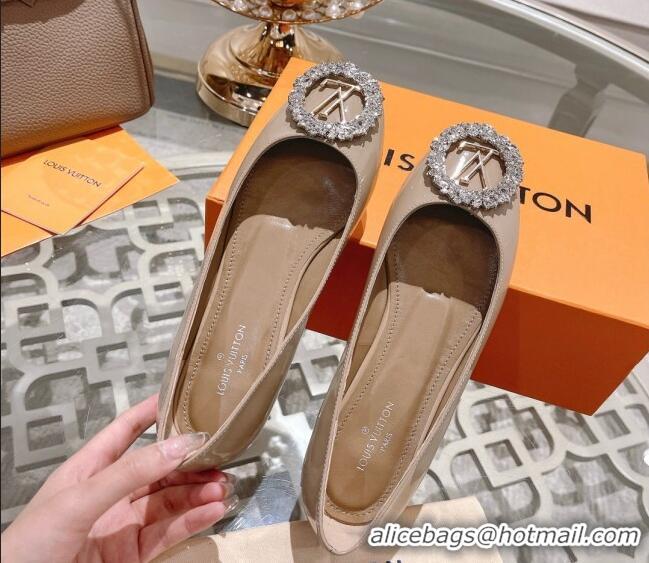 Stylish Louis Vuitton Madeleine Flat Ballerinas in Patent Leather with Crystal Nude 2122748