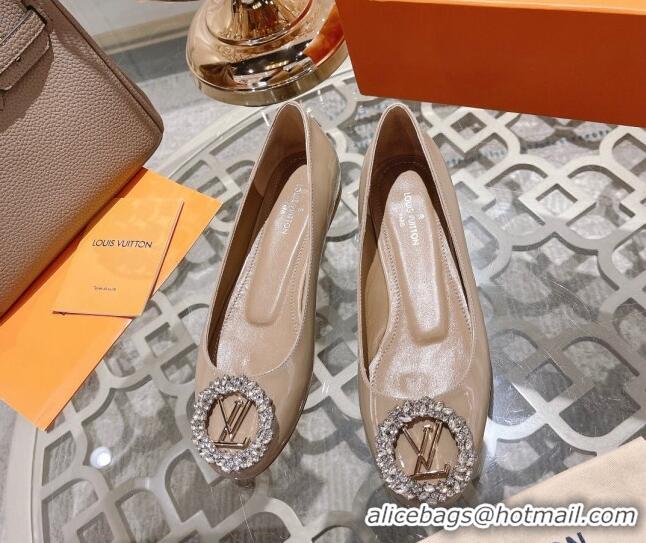 Stylish Louis Vuitton Madeleine Flat Ballerinas in Patent Leather with Crystal Nude 2122748