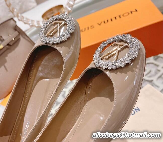 Stylish Louis Vuitton Madeleine Flat Ballerinas in Patent Leather with Crystal Nude 2122748