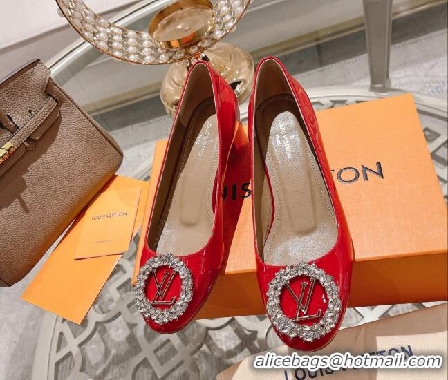 Top Design Louis Vuitton Madeleine Pumps 4.5cm in Patent Leather with Crystal Red 122743