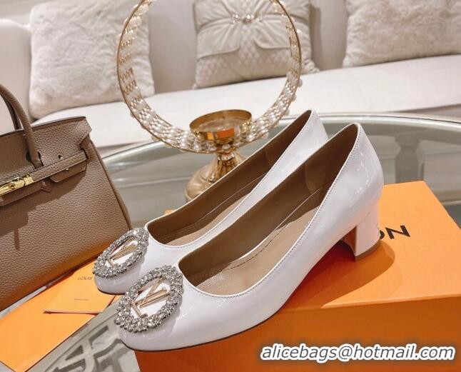 Discount Louis Vuitton Madeleine Pumps 4.5cm in Patent Leather with Crystal White 122747