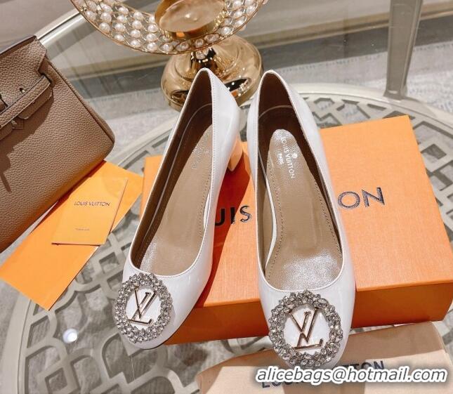 Discount Louis Vuitton Madeleine Pumps 4.5cm in Patent Leather with Crystal White 122747