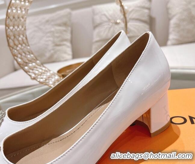 Discount Louis Vuitton Madeleine Pumps 4.5cm in Patent Leather with Crystal White 122747