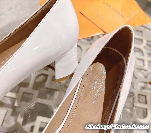 Discount Louis Vuitton Madeleine Pumps 4.5cm in Patent Leather with Crystal White 122747