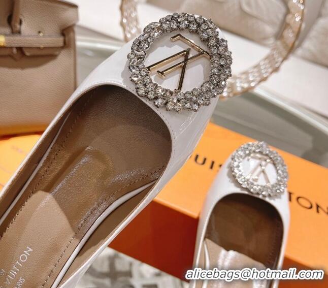 Discount Louis Vuitton Madeleine Pumps 4.5cm in Patent Leather with Crystal White 122747