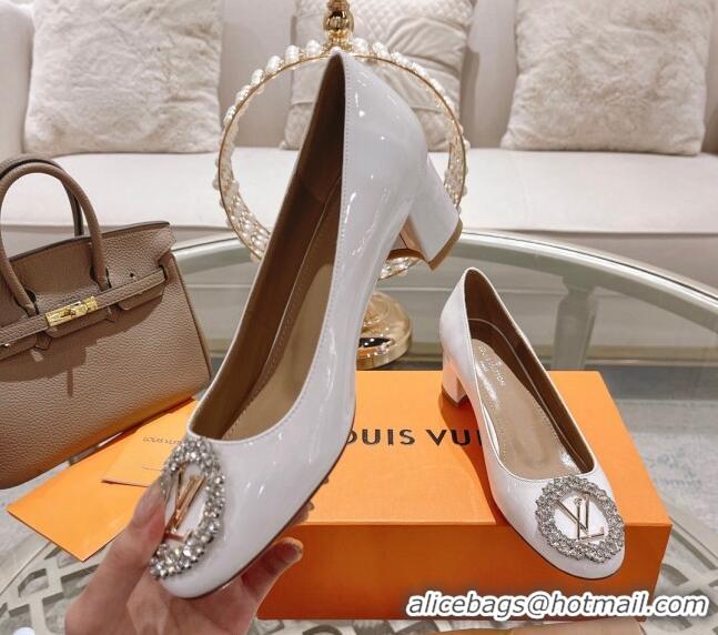 Discount Louis Vuitton Madeleine Pumps 4.5cm in Patent Leather with Crystal White 122747