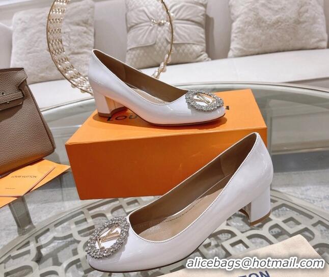 Discount Louis Vuitton Madeleine Pumps 4.5cm in Patent Leather with Crystal White 122747