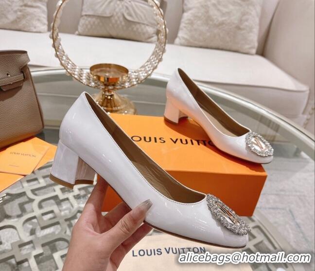 Discount Louis Vuitton Madeleine Pumps 4.5cm in Patent Leather with Crystal White 122747