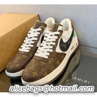 Unique Style Louis Vuitton x Nike "Air Force 1" Low Sneakers in Monogram Canvas Brown/White/Black 122995