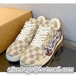 Best Price Louis Vuitton x Nike Air Jordan AJ1 Low Sneakers in Printed Damier Azur Canvas 122997