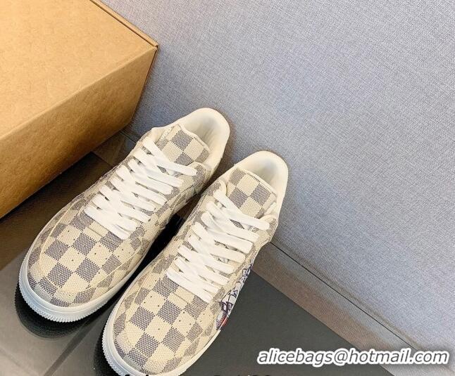 Best Price Louis Vuitton x Nike Air Jordan AJ1 Low Sneakers in Printed Damier Azur Canvas 122997