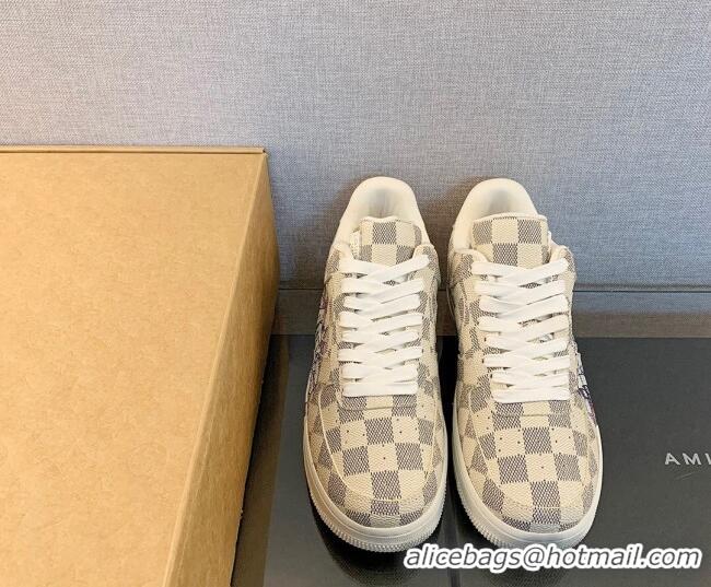 Best Price Louis Vuitton x Nike Air Jordan AJ1 Low Sneakers in Printed Damier Azur Canvas 122997