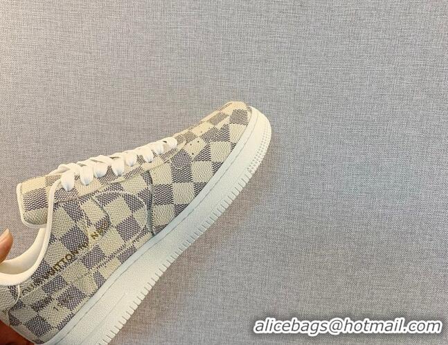 Best Price Louis Vuitton x Nike Air Jordan AJ1 Low Sneakers in Printed Damier Azur Canvas 122997