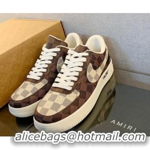 Luxurious Louis Vuitton x Nike "Air Force 1" Low Sneakers in Damier Azur/Ebene Canvas 122998