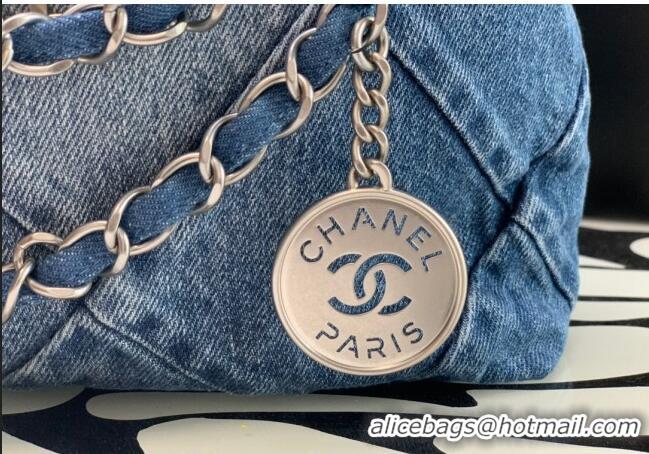 Best Price Chanel 22 Denim Small Shopping Bag AS3260 Light Blue/Blue 2023