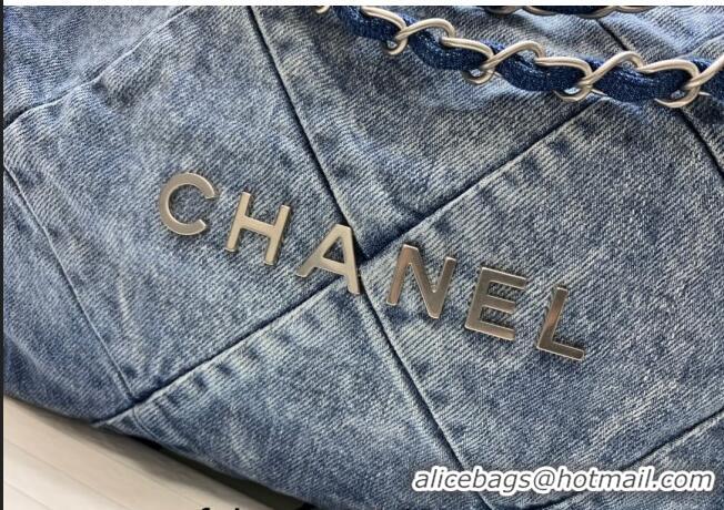 Good Taste Chanel 22 Denim Shopping Bag AS3261 Dark Blue/Blue 2023