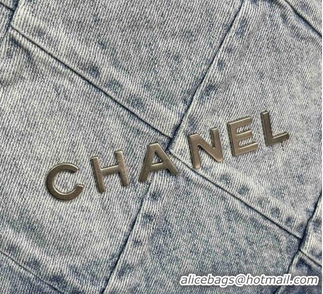 Big Discount Chanel 22 Denim Backpack Bag AS3859 Light Blue/Blue 2023