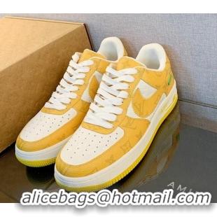 Unique Style Louis Vuitton x Nike "Air Force 1" Low Sneakers in Monogram Leather Yellow 1229102