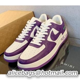 Good Quality Louis Vuitton x Nike "Air Force 1" Low Sneakers in Monogram Leather Purple 1229104