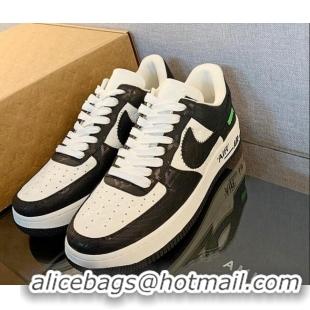 Popular Style Louis Vuitton x Nike "Air Force 1" Low Sneakers in Canvas and Leather White/Black 1229107