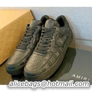 Durable Louis Vuitton x Nike "Air Force 1" Low Sneakers in Monogram Canvas and Leather All Black 1229108