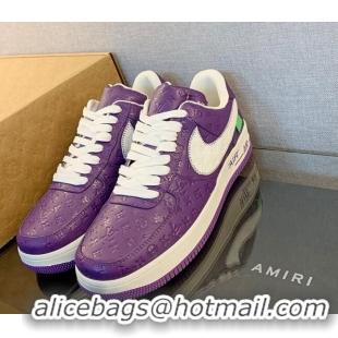 Grade Quality Louis Vuitton x Nike "Air Force 1" Low Sneakers in Monogram Leather Purple 1229109