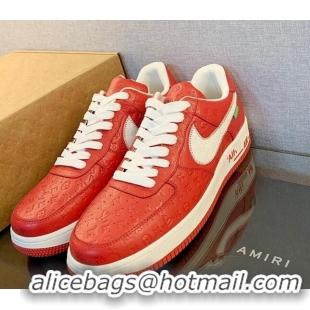 Good Looking Louis Vuitton x Nike "Air Force 1" Low Sneakers in Monogram Leather Red 1229111