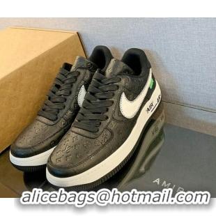 Sumptuous Louis Vuitton x Nike "Air Force 1" Low Sneakers in Monogram Leather Black 1229112