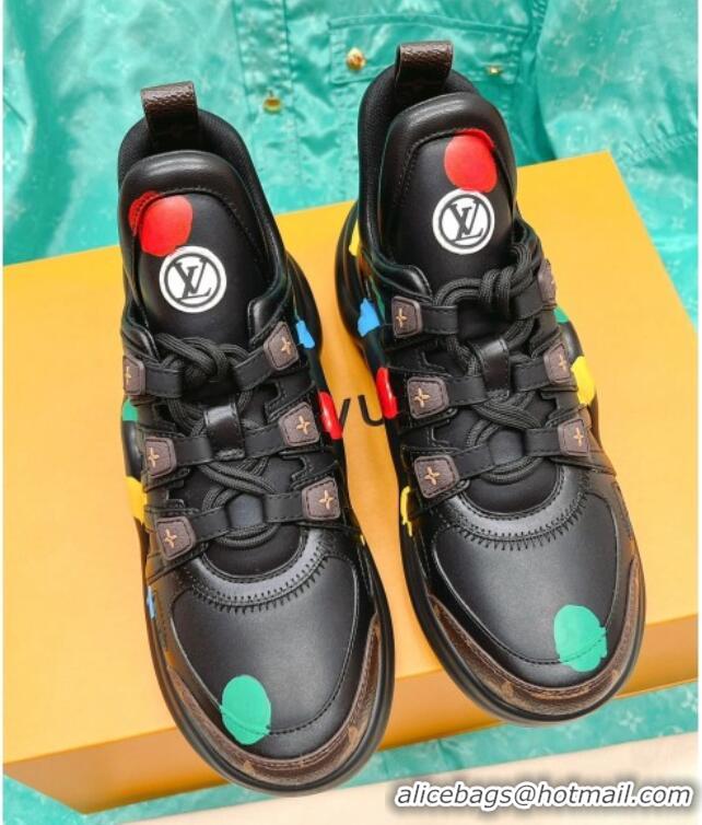 Sophisticated Louis Vuitton LV X YK LV Archlight Sneakers with Painted Dots Black 013021