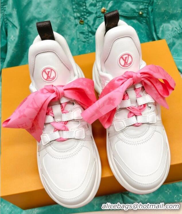 Fashion Louis Vuitton LV Archlight Sneakers with Ribbon Laces White/Pink 013023