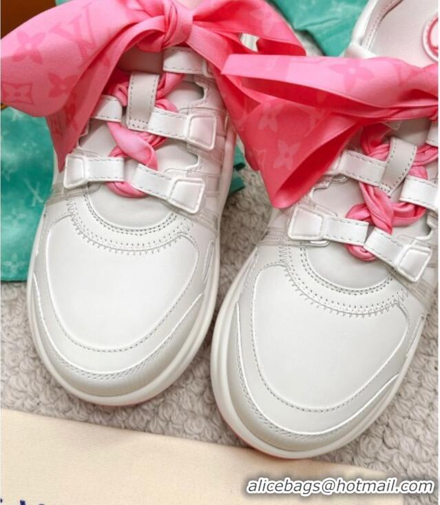 Fashion Louis Vuitton LV Archlight Sneakers with Ribbon Laces White/Pink 013023