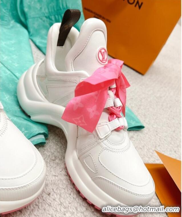 Fashion Louis Vuitton LV Archlight Sneakers with Ribbon Laces White/Pink 013023