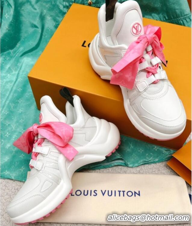 Fashion Louis Vuitton LV Archlight Sneakers with Ribbon Laces White/Pink 013023